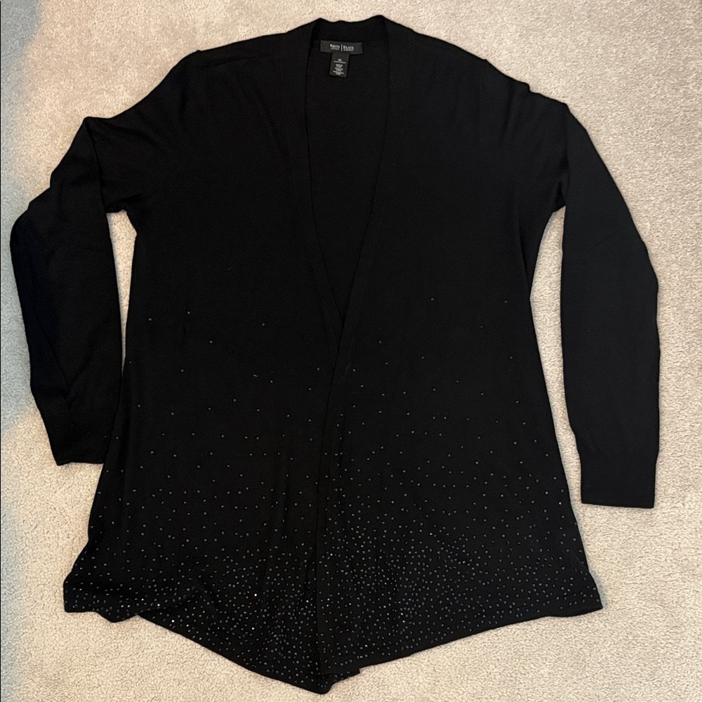 WHBM XL black open face cardigan